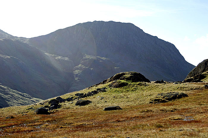 Looking back at Scafell Pike